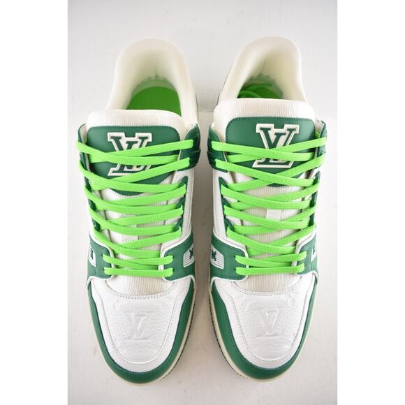 Louis Vuitton Green White Empreinte Leather Low Top Trainer Sneaker UK 9 US10 11 - Picture 11 of 16